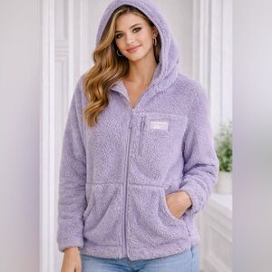 NWT Reebok Lavender Sherpa Teddy Jacket with Hood Size L